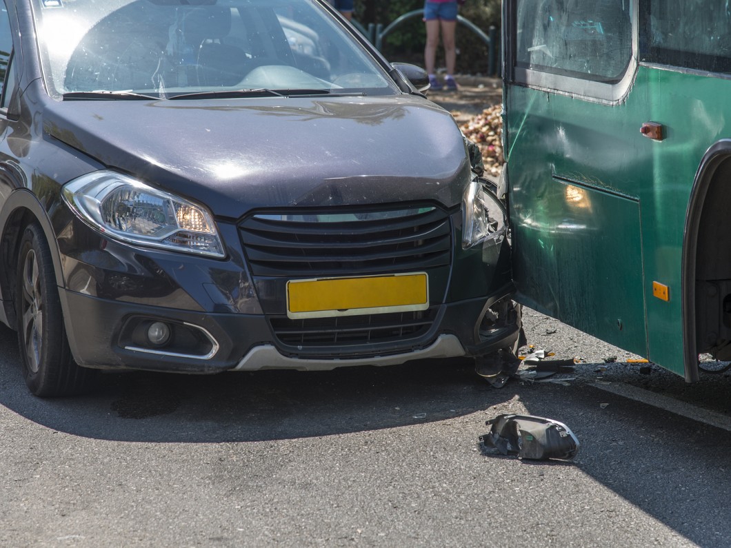 car accident involving a bus